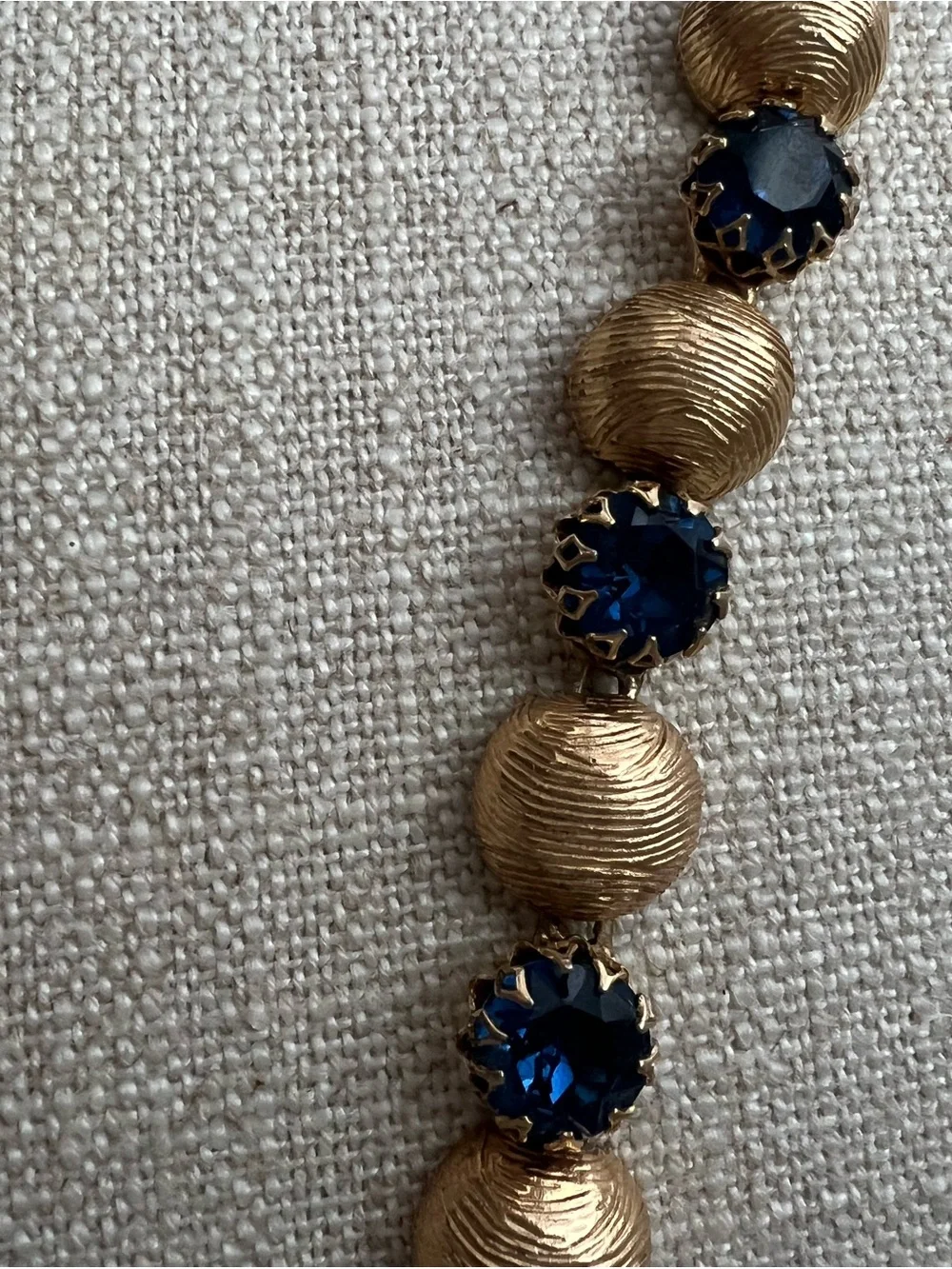 Kramer Gold-Tone Bracelet with Deep Blue Crystal Stations